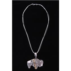 Navajo T&R Singer Sterling & 14K Gold Buffalo Neck