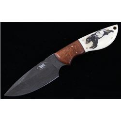 Yellowstone Grizzly Scrimshaw Damascus M.T. Knives