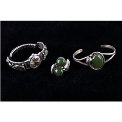 Navajo Jadeite & Silver Watch Ring & Bracelet