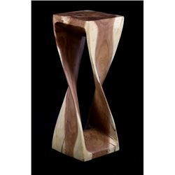Mid-Century Modern Twist Carved Wood Pedestal