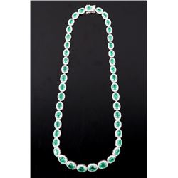 27.61ct Emerald & 7.73ct Diamond 14K Necklace