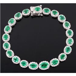 Luxury 7.79 ct Emerald & 2.42 Diamond 18K Bracelet