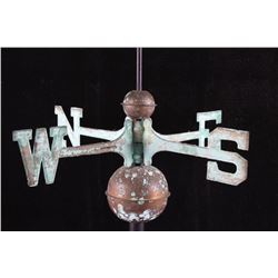 Patina'd Copper Compass Weather Vane