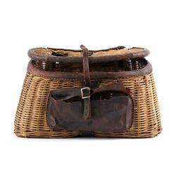 Early 1900's Woven and Leather Fishing Creel
