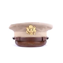 Original U.S. WWII Army AC Officer Khaki Visor Cap