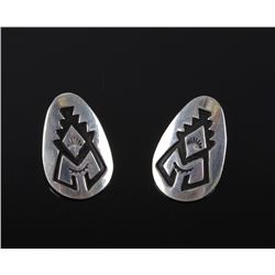 Navajo T&R Singer Sterling Silver Stamped Earrings