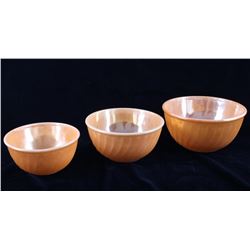 Mid 1900's Fire King Three Piece Art Glass Bowls