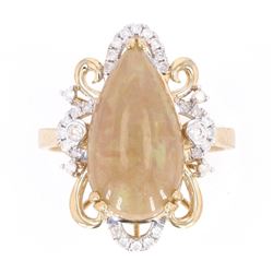 Rare Ethiopian Opal & Diamond 14K Gold Ring