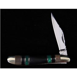 Navajo Malachite & Onyx Buffalo Pocket Knife