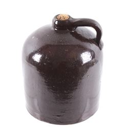 Salt Glazed Whiskey Pottery Jar w/ Cork C. 1800's