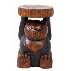 Carved Wood Bear Pedestal