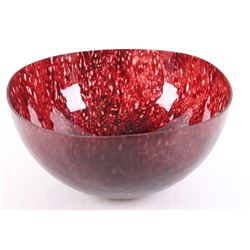 Kosta Boda Signed Red Art Glass Serving Bowl