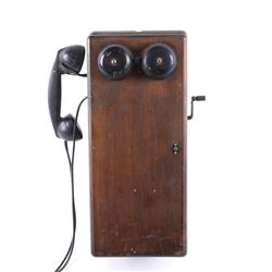 Northern Electric Oak Wall Mounted Crank Telephone