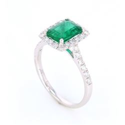 Beautiful Emerald & Diamond Antique Style 18K Ring
