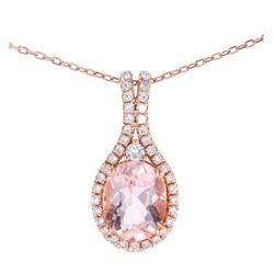 Morganite and Diamond 14K Rose Gold Necklace