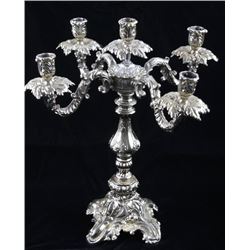 Ornate Silver Plated Five Candle Stick Holder
