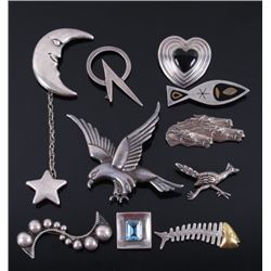 Mexico Sterling Silver Assorted Pin Collection