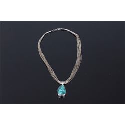 Navajo Sterling & Turquoise Pendant Necklace