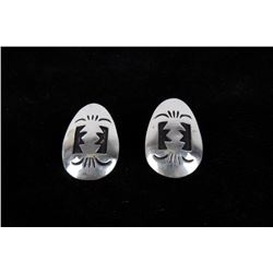 Navajo T&R Singer Sterling Silver Stamped Earrings
