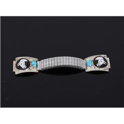 Zuni I. Simplicio Silver Horse Mosaic Watch Band