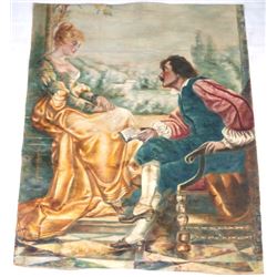 French Hand Painted Garden Scene Tapestry