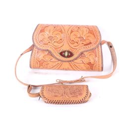 Hand Tooled Leather Purse & Coin Purse
