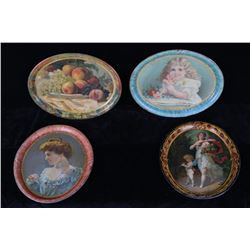 Collection of Victorian Enameled Portrait Platters
