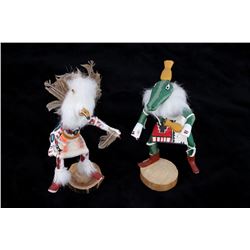Hopi Hand Carved Signed Kachina Owl & Squash Dolls