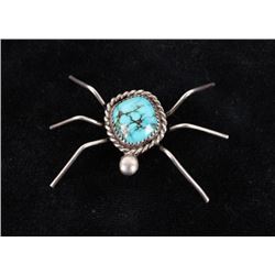 Navajo Silver & Turquoise Spider/Bug Fetish Pin