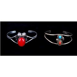 Navajo Split Band & Stone Signed Bracelets