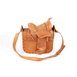 20th C. Tooled Salesman Sample Saddle Purse