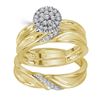 Image 1 : Diamond His Hers Matching Trio Wedding Engagement Bridal Ring Set 1/4 Cttw 10k Yellow Gold - REF-42R