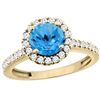 Image 1 : 1.38 CTW Swiss Blue Topaz & Diamond Ring 14K Yellow Gold - REF-60V8R