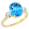 Image 1 : 2.60 CTW Swiss Blue Topaz & Diamond Ring 14K Yellow Gold - REF-68M6A