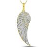 Image 1 : Mens Round Diamond Angel Wing Charm Pendant 5/8 Cttw 10kt Yellow Gold - REF-32K5Y