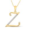 Image 1 : Womens Round Diamond Initial Z Letter Pendant 1/12 Cttw 10kt Yellow Gold - REF-7R5X