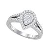 Image 1 : Princess Diamond Pear Cluster Bridal Wedding Engagement Ring 3/4 Cttw 14kt White Gold - REF-71M9H