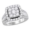 Image 1 : Round Diamond Cluster Bridal Wedding Engagement Ring 2 Cttw 10kt White Gold - REF-158K5Y