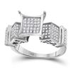 Image 1 : Womens Round Diamond Elevated Square Cluster Ring 3/8 Cttw 10kt White Gold - REF-23F5W
