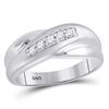 Image 1 : Mens Round Diamond Diagonal Row Matte Band Ring 1/4 Cttw 10kt White Gold - REF-26Y5N