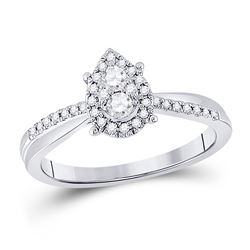 Womens Round Diamond Cluster Pear Promise Ring 1/4 Cttw 10kt White Gold - REF-25Y5N