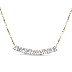 Womens Round Diamond Curved Bar Necklace 1/2 Cttw 14kt Yellow Gold - REF-43Y5N