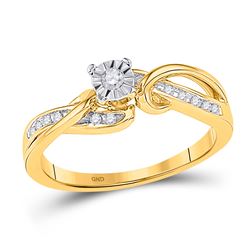 Round Diamond Solitaire Bridal Wedding Engagement Ring 1/8 Cttw 10kt Yellow Gold - REF-19R9X