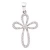 Image 1 : Womens Round Diamond Cross Pendant 1/5 Cttw 10kt White Gold - REF-8X5A