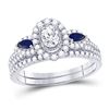 Image 1 : Oval Diamond Bridal Wedding Ring Band Set 7/8 Cttw 14kt White Gold - REF-104R9X