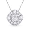 Image 1 : Womens Princess Diamond Offset Square Cluster Pendant 1 Cttw 14kt White Gold - REF-74R5X