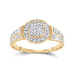 Womens Round Diamond Circle Frame Cluster Ring 1/5 Cttw 10kt Yellow Gold - REF-12H5R