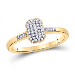 Womens Round Diamond Rectangle Cluster Ring 1/8 Cttw 10kt Yellow Gold - REF-16M9H