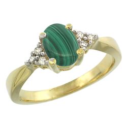 0.81 CTW Malachite & Diamond Ring 10K Yellow Gold - REF-27M5K