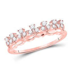 Womens Round Diamond Modern Stackable Band Ring 1/4 Cttw 14kt Rose Gold - REF-24K9Y